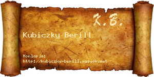 Kubiczky Berill névjegykártya